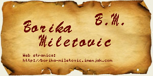 Borika Miletović vizit kartica